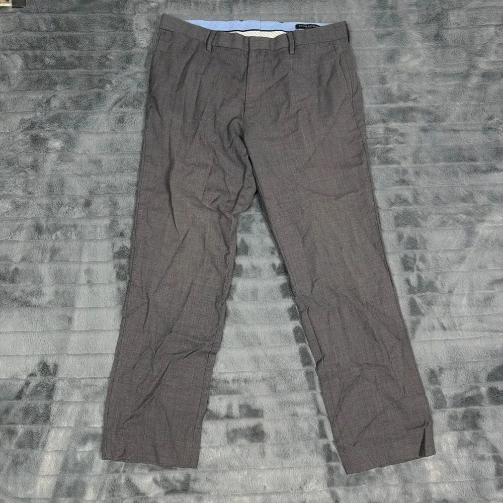 Banana Republic Mens 33x30 Slim Fit Charcoal Gray 100% Wool Dress Pants Trousers